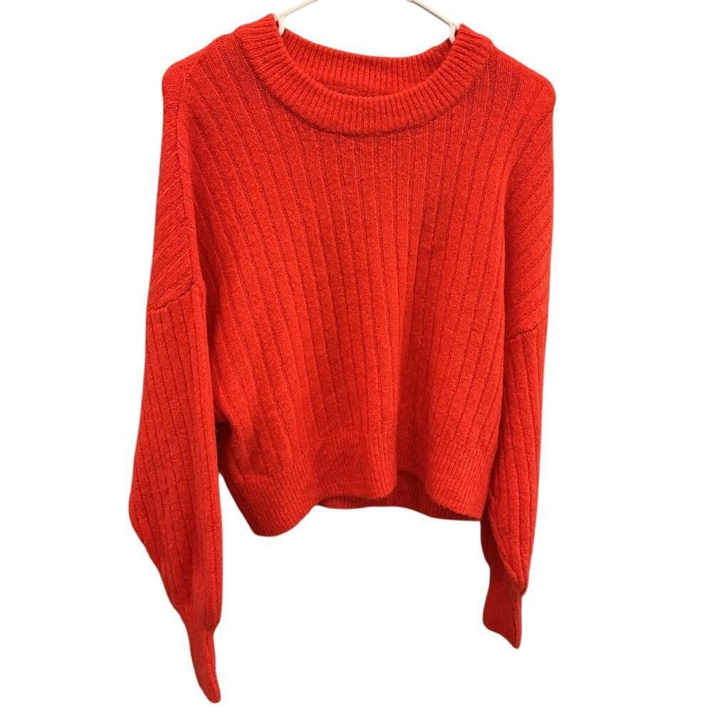 Yes Lola Womens Alpaca Blend Oversized Sweater Size‎ Small Orange Casual Fall